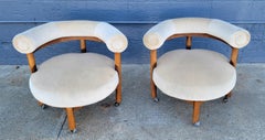Hollywood Regency Pair Round / Semi-Circular Lounge Chairs