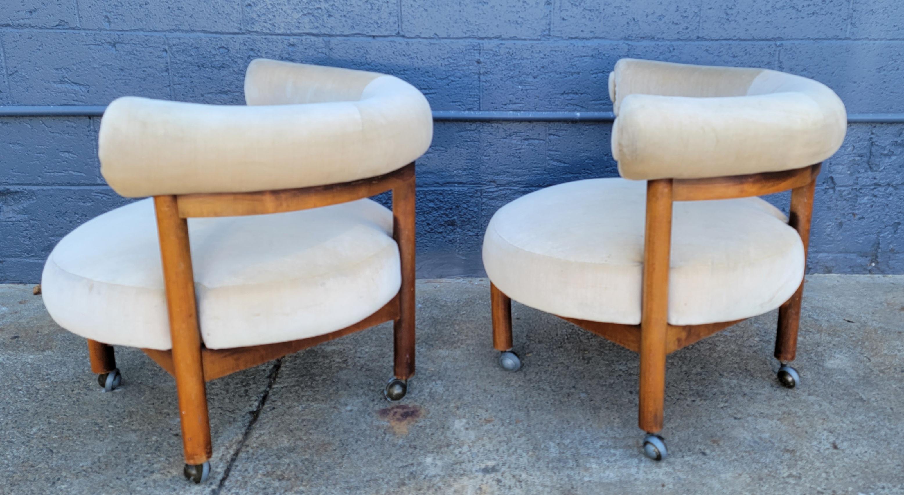 20th Century Hollywood Regency Pair Round / Semi-Circular Lounge Chairs