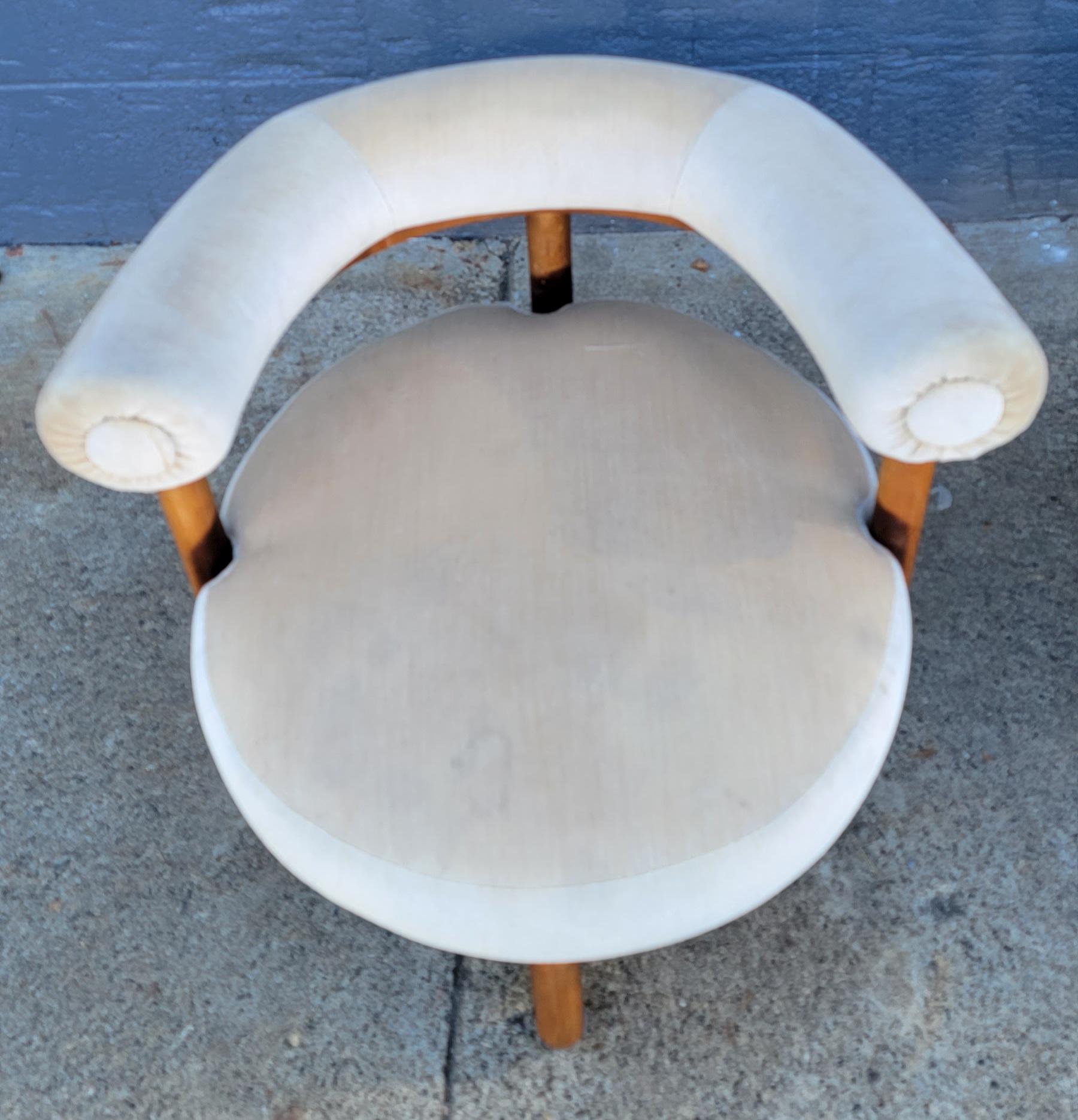Fabric Hollywood Regency Pair Round / Semi-Circular Lounge Chairs