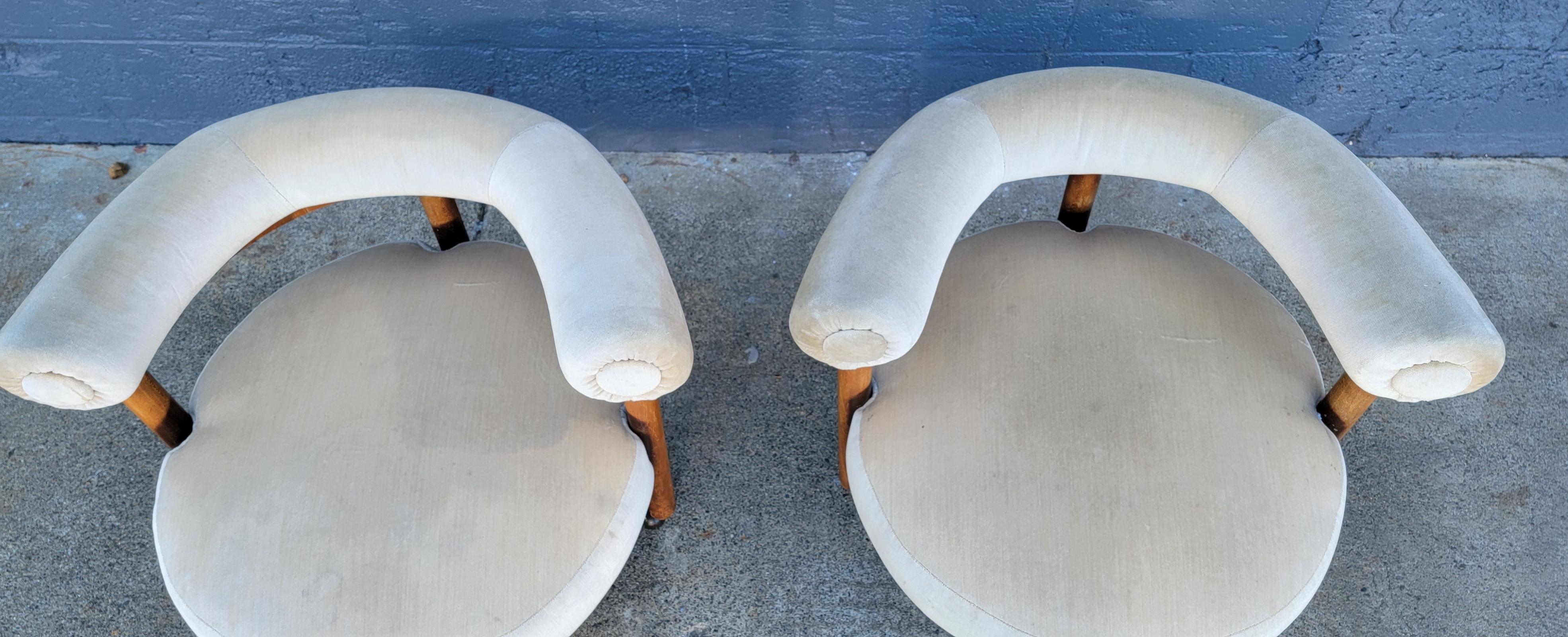 Hollywood Regency Pair Round / Semi-Circular Lounge Chairs 2