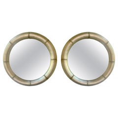 Pair Round Silvered Mirrors