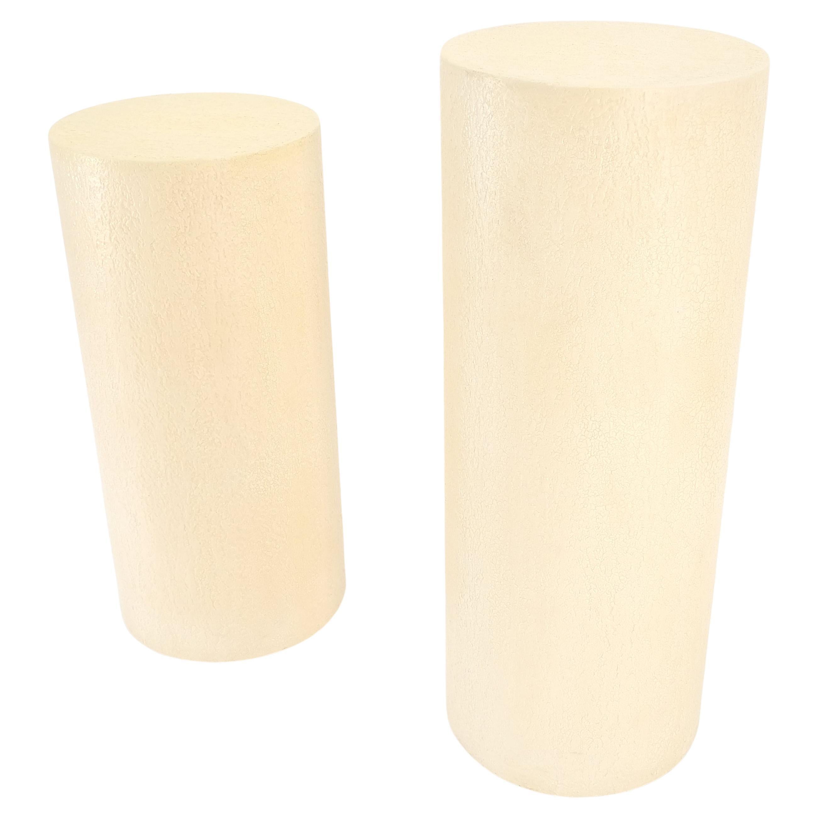 Pair Round Textured 30" & 36" Tall 14" Dia Cylinder Shape Pedestals Stands MINT! For Sale