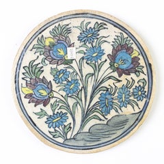 Hand Painted Round Tiles with Flowers