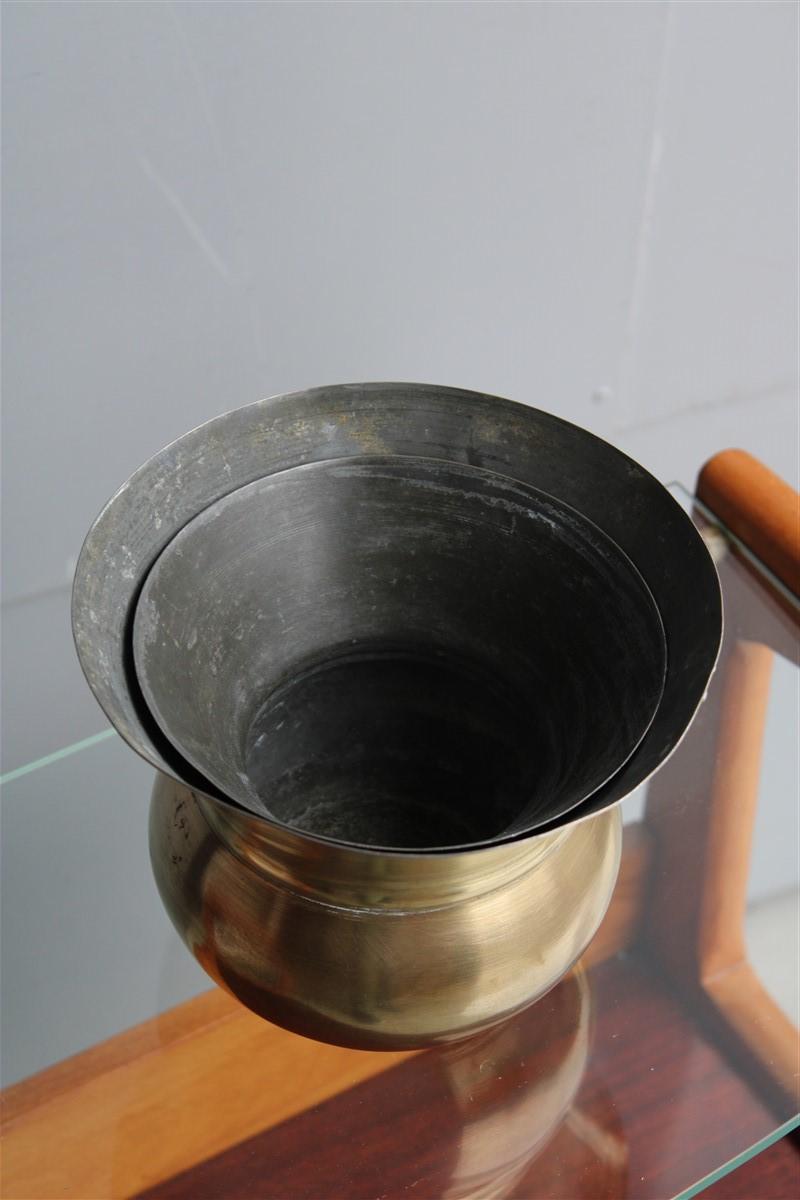 Pair of Round Vase Brass Midcentury Design, Germany For Sale 1