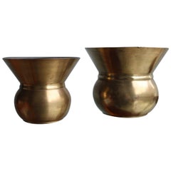Pair of Round Vase Brass Midcentury Design, Germany