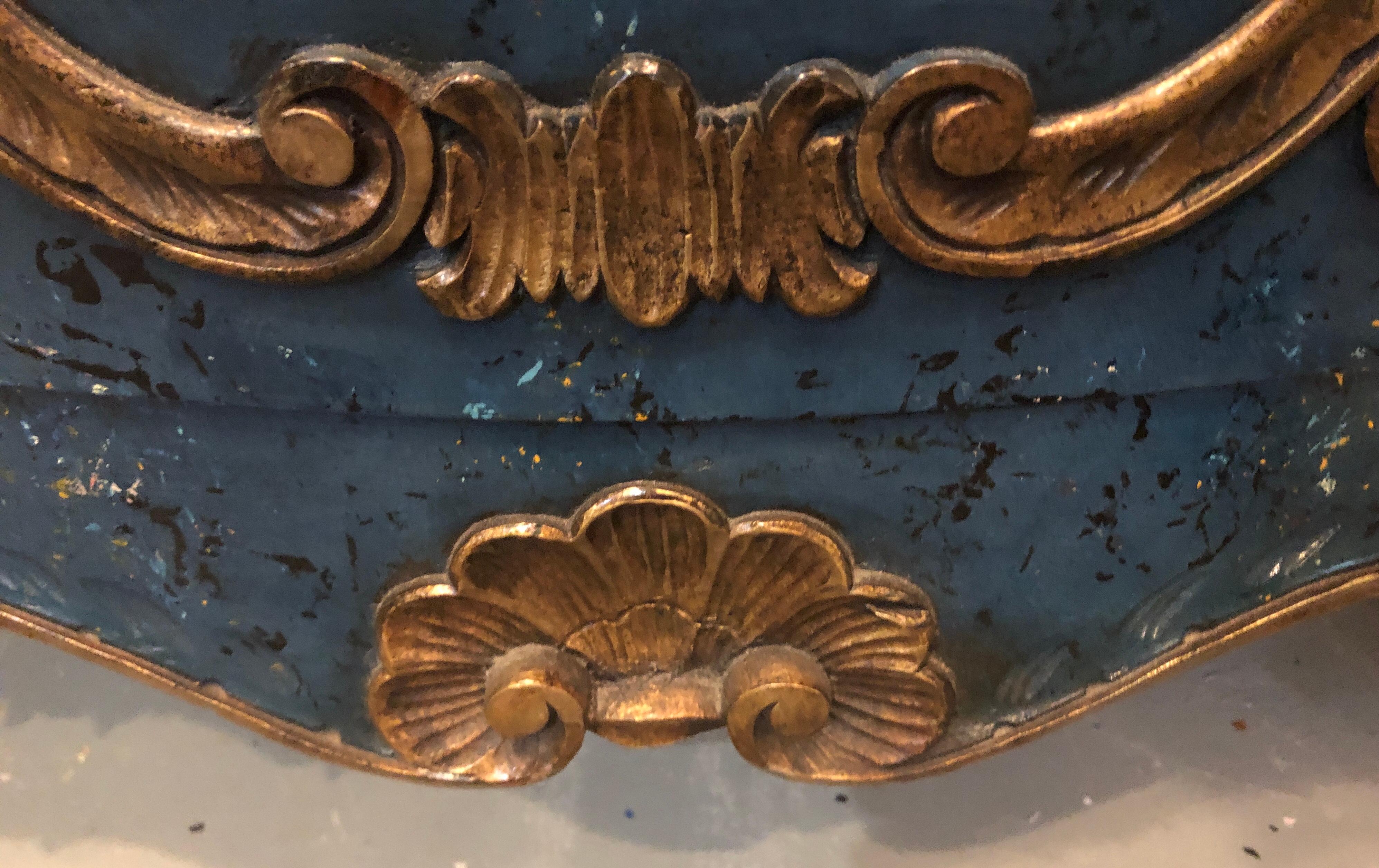 Pair of Royal Blue and Parcel-Gilt Decorated Bombay Commodes or Chests 1