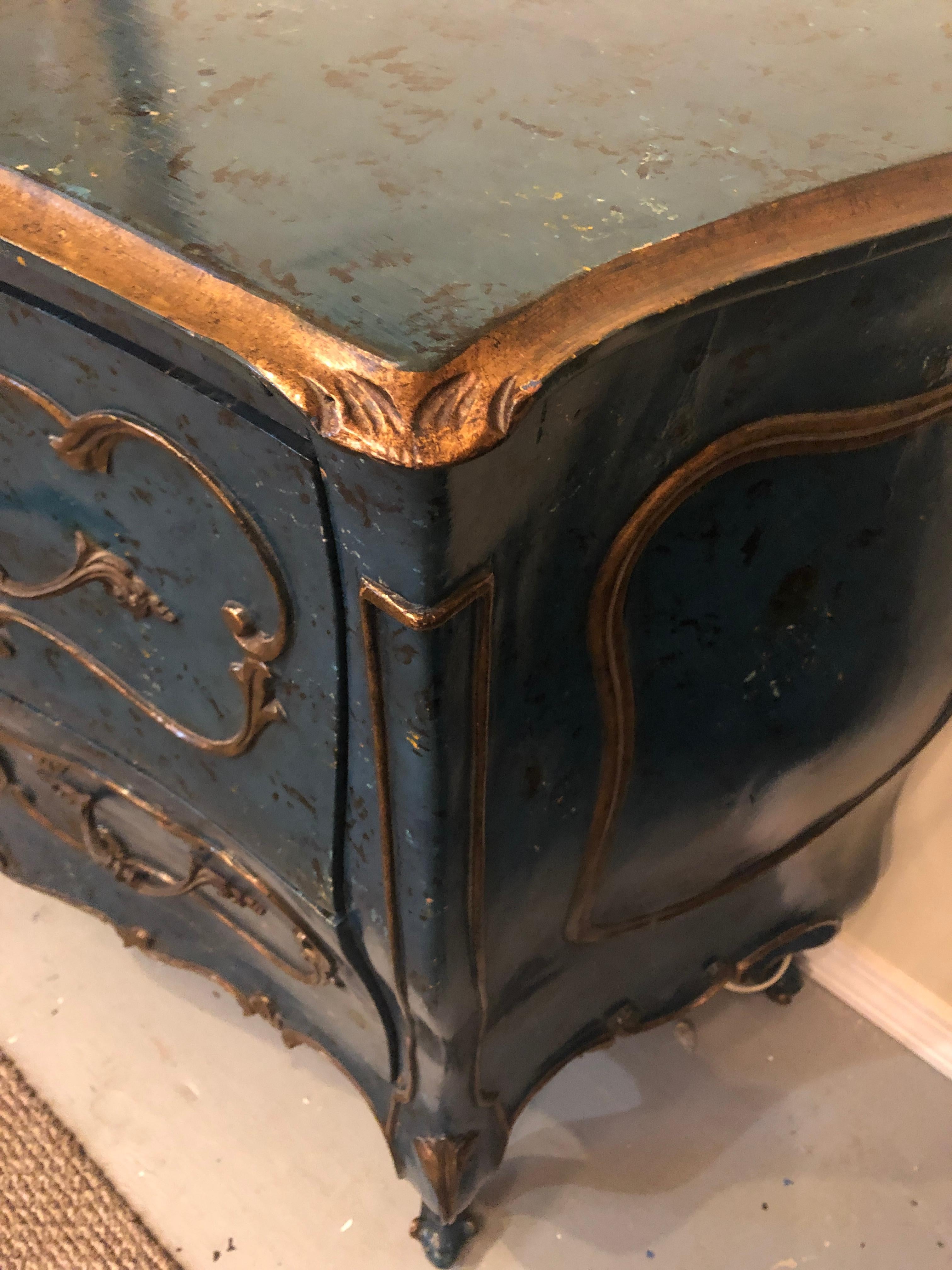 Pair of Royal Blue and Parcel-Gilt Decorated Bombay Commodes or Chests 3