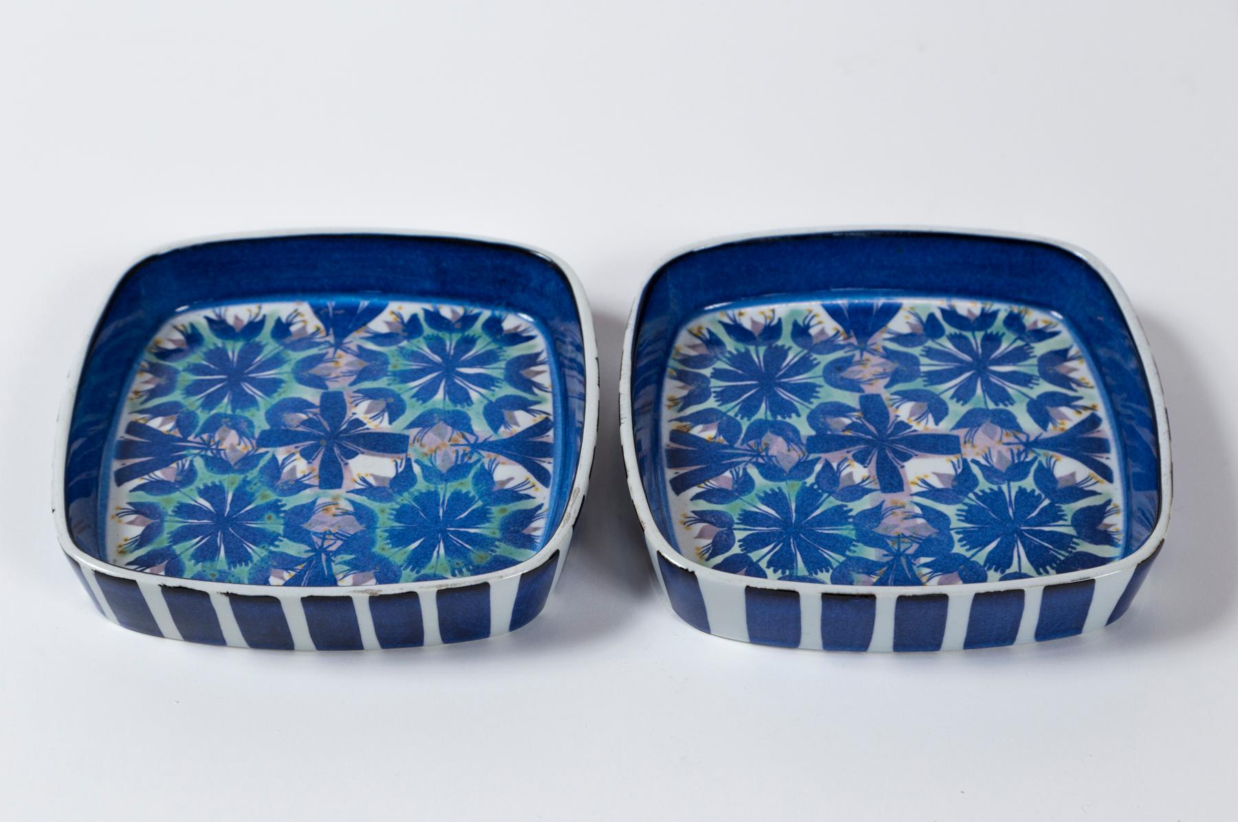 Mid-Century Modern Pair Royal Copenhagen Plates by Marianne Johnson, Denmark, circa 1950s For Sale