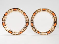 Pair Royal Crown Derby Porcelain Luncheon Plates Border Imari Pattern No. 8450