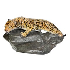 Paar Royal Doulton glasierte Porzellan Leoparden