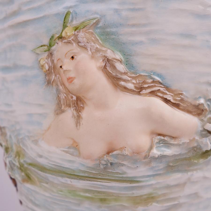 Paar Royal Dux Keramik Merman & Meerjungfrau Figural Sea Creature Vasen Amphora 1910 im Angebot 4