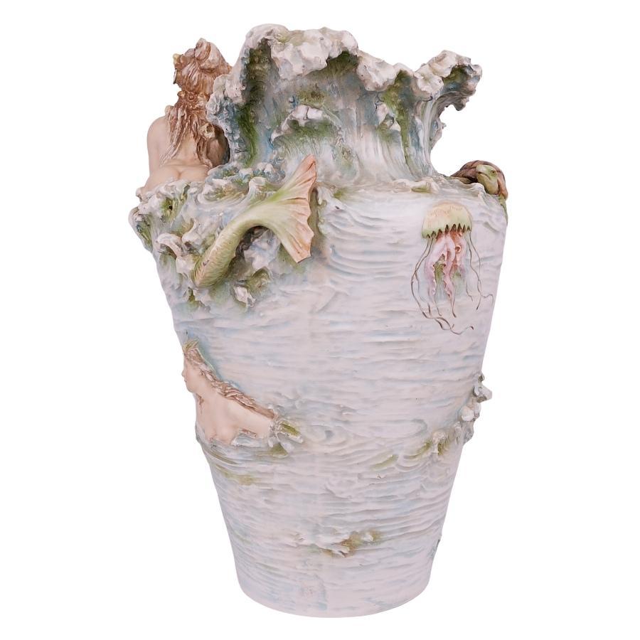 Paar Royal Dux Keramik Merman & Meerjungfrau Figural Sea Creature Vasen Amphora 1910 (Handbemalt) im Angebot