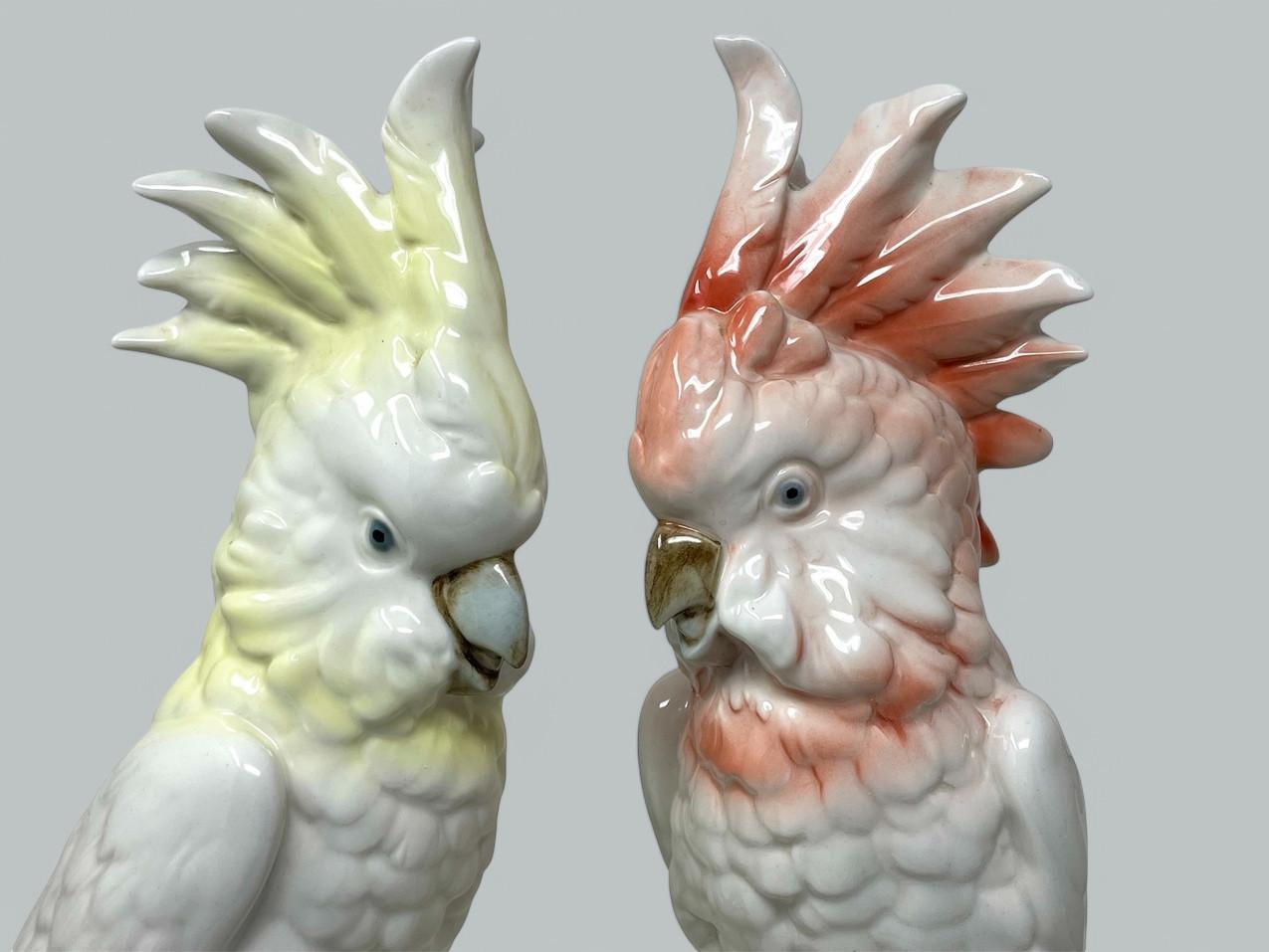 Paar Royal Dux Staffordshire Porzellan Vögel Parakeets Kockrels Cockatoos im Zustand „Gut“ im Angebot in Dublin, Ireland