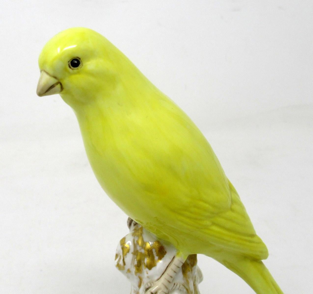 Art Deco Pair Royal Worcester Bird Figures Yellow Canary Budgerigar Frederick M Gertner