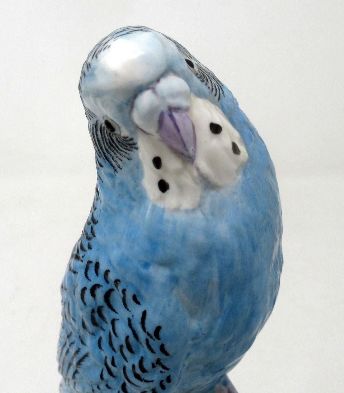 British Pair Royal Worcester Bird Figures Yellow Canary Budgerigar Frederick M Gertner