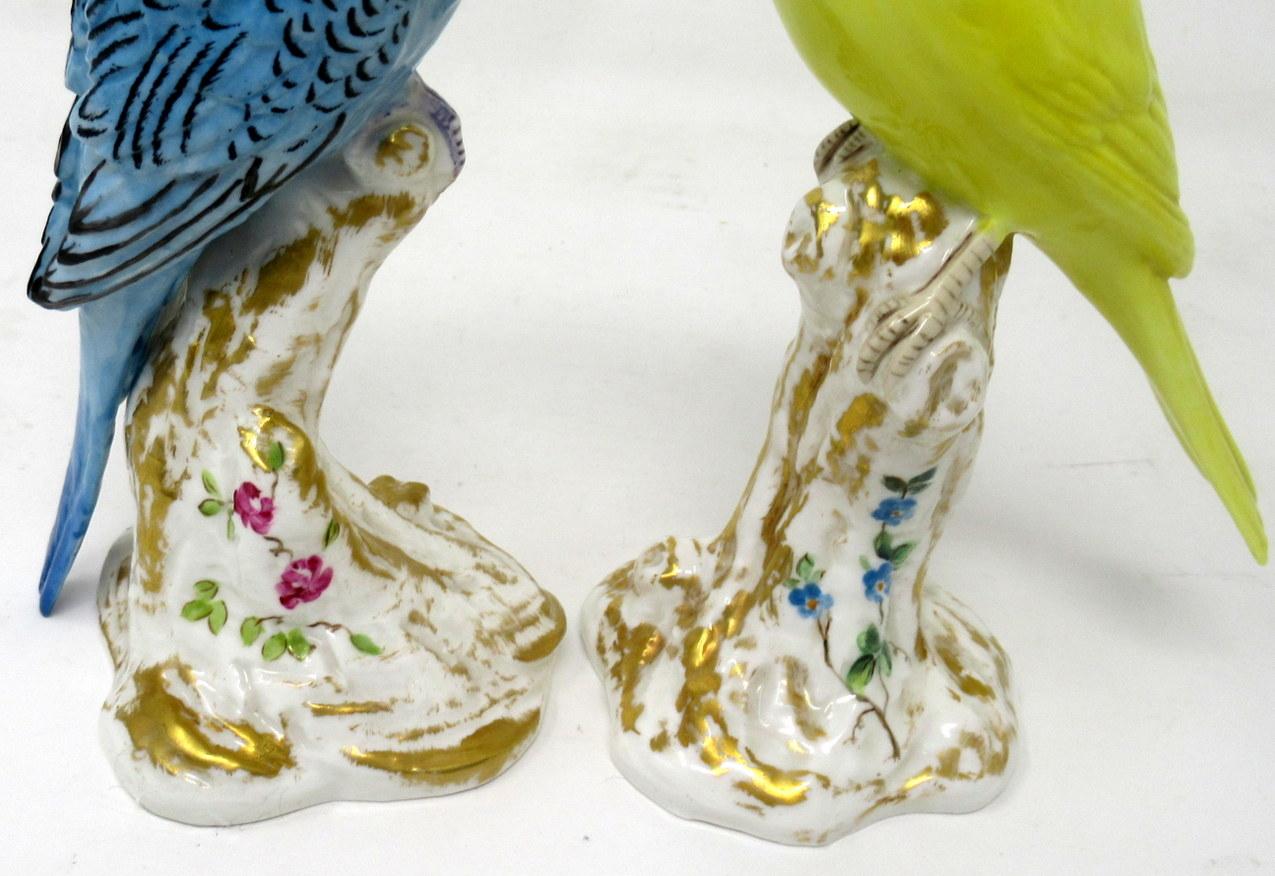 Ceramic Pair Royal Worcester Bird Figures Yellow Canary Budgerigar Frederick M Gertner