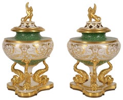 Pair Royal Worcester, Flight Barr & Barr Lidded Vases, 19th Century