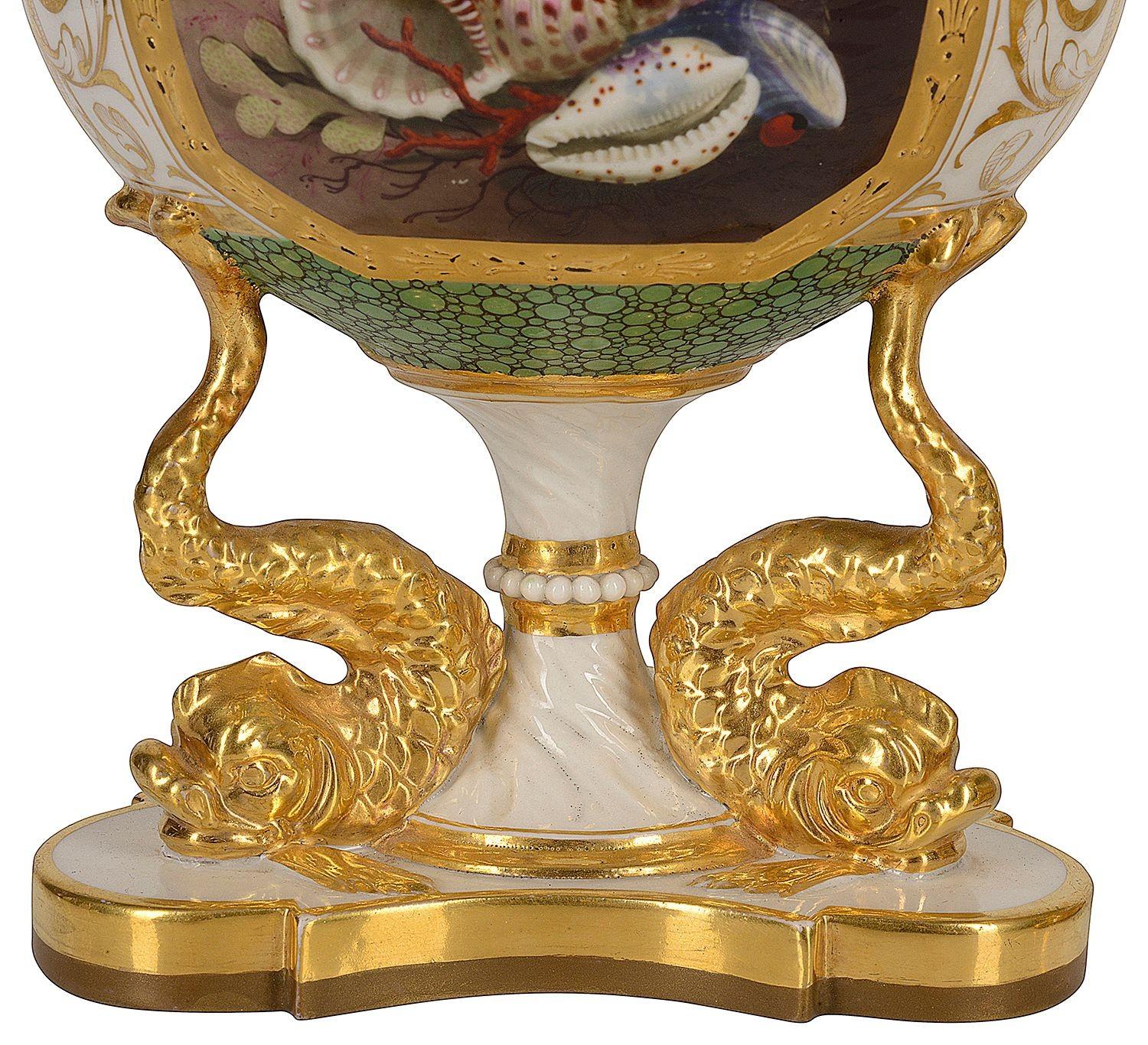Hand-Painted Pair Royal Worcester, Flight Barr & Barr Lidded Vases, 19th Century For Sale
