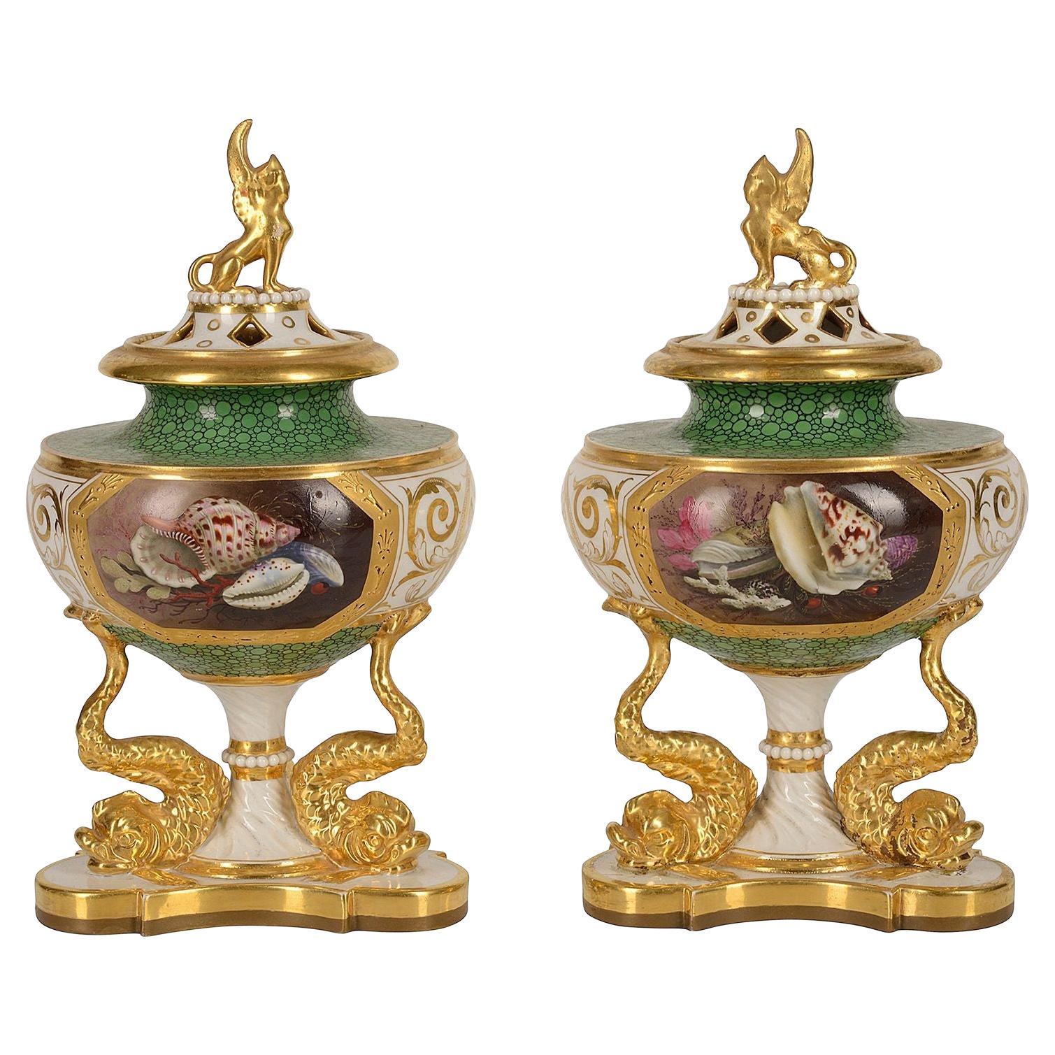 Pair Royal Worcester, Flight Barr & Barr Lidded Vases, 19th Century For Sale