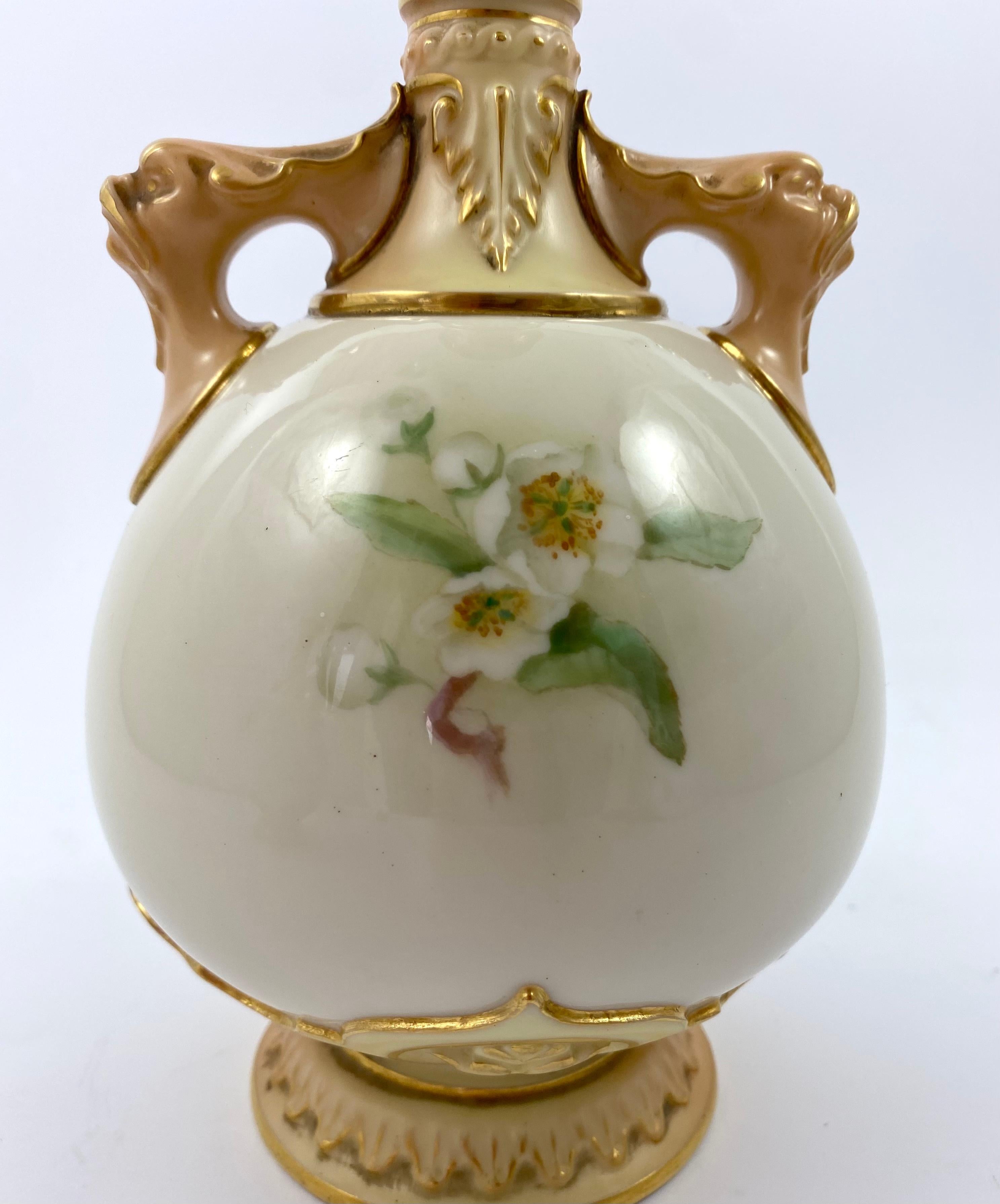 Pair Royal Worcester Porcelain Vases, Fruit, Signed F. Harper, D. 1906 3