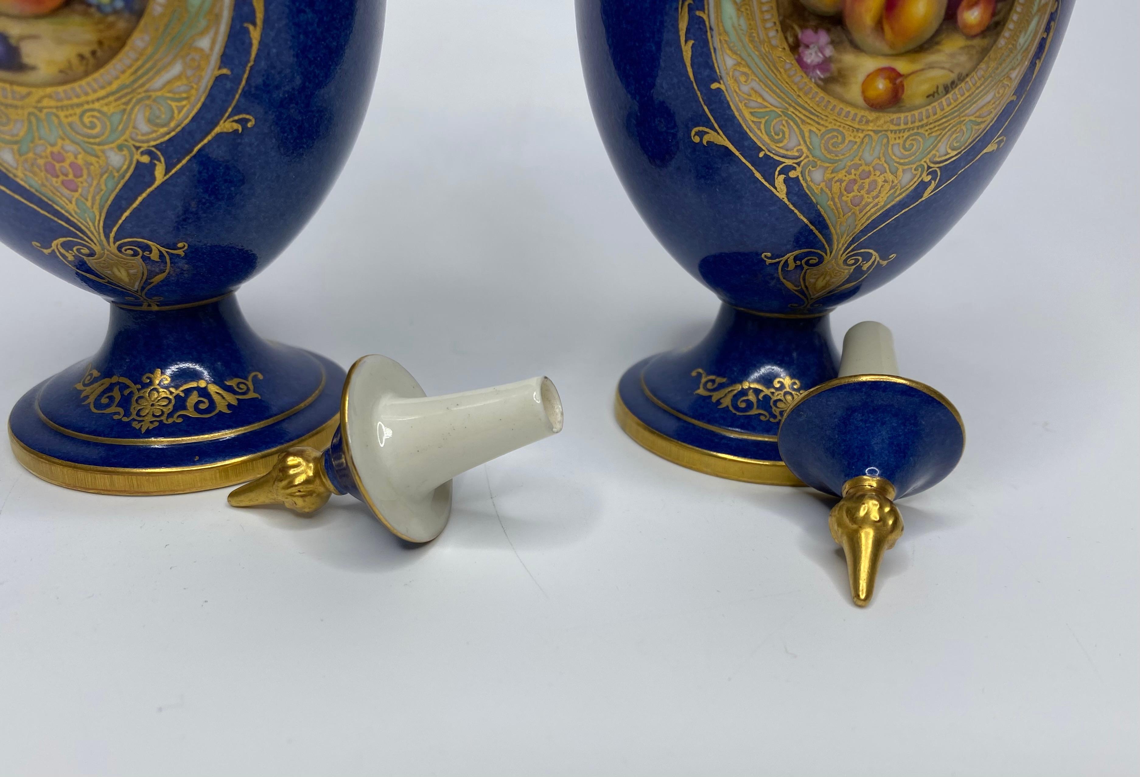 Pair Royal Worcester vases, Fruit, by W. Bee, dated 1923. 3