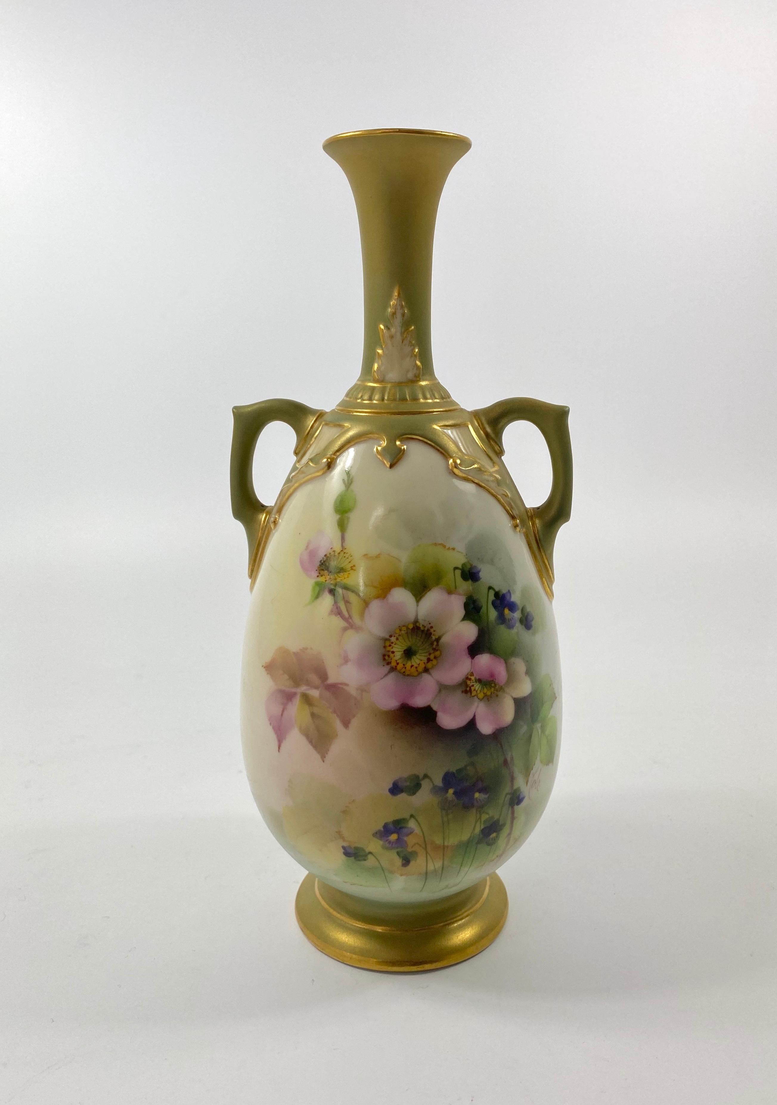 Pair Royal Worcester Vases, George Cole, D 1908 3