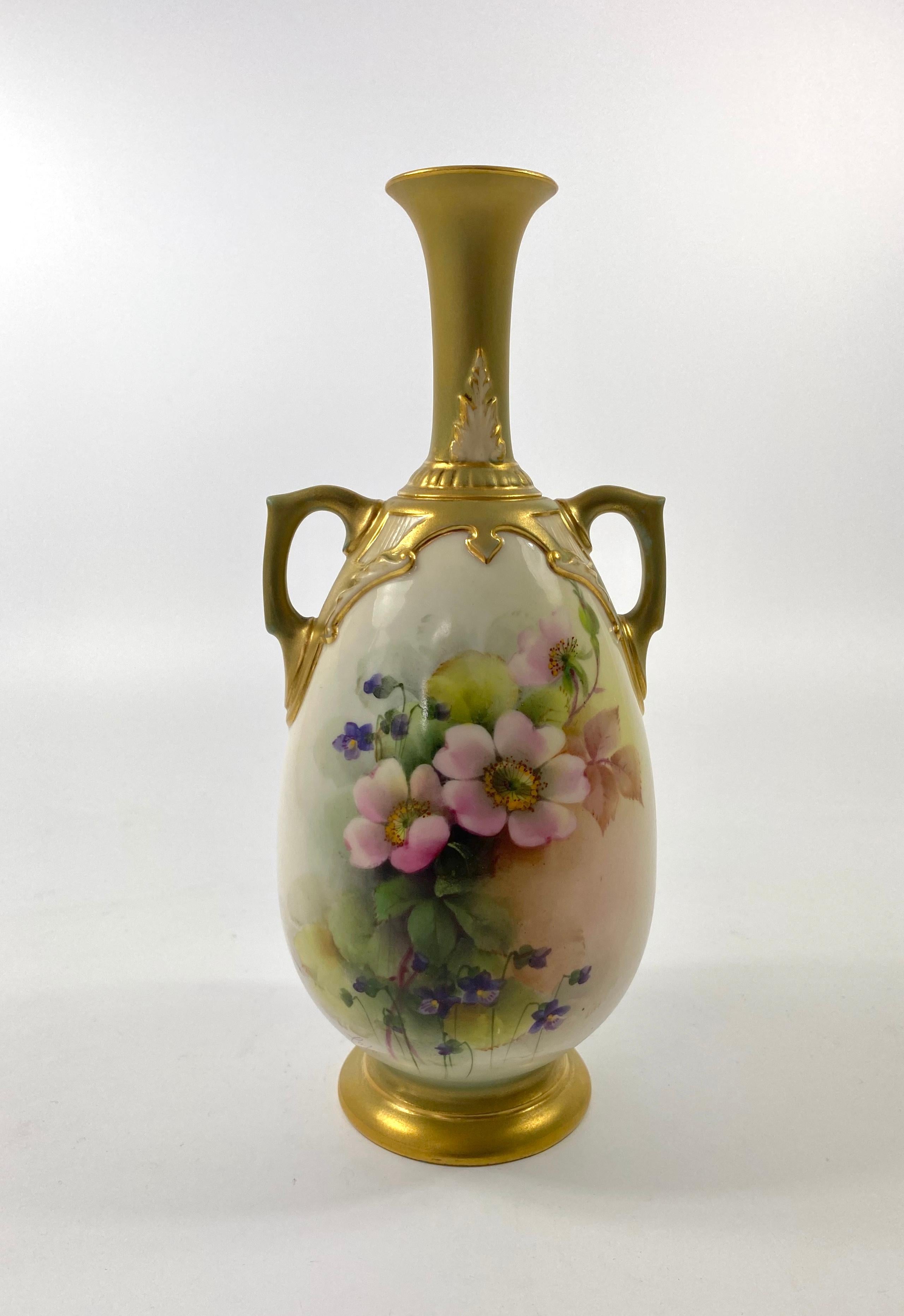 Fired Pair Royal Worcester Vases, George Cole, D 1908