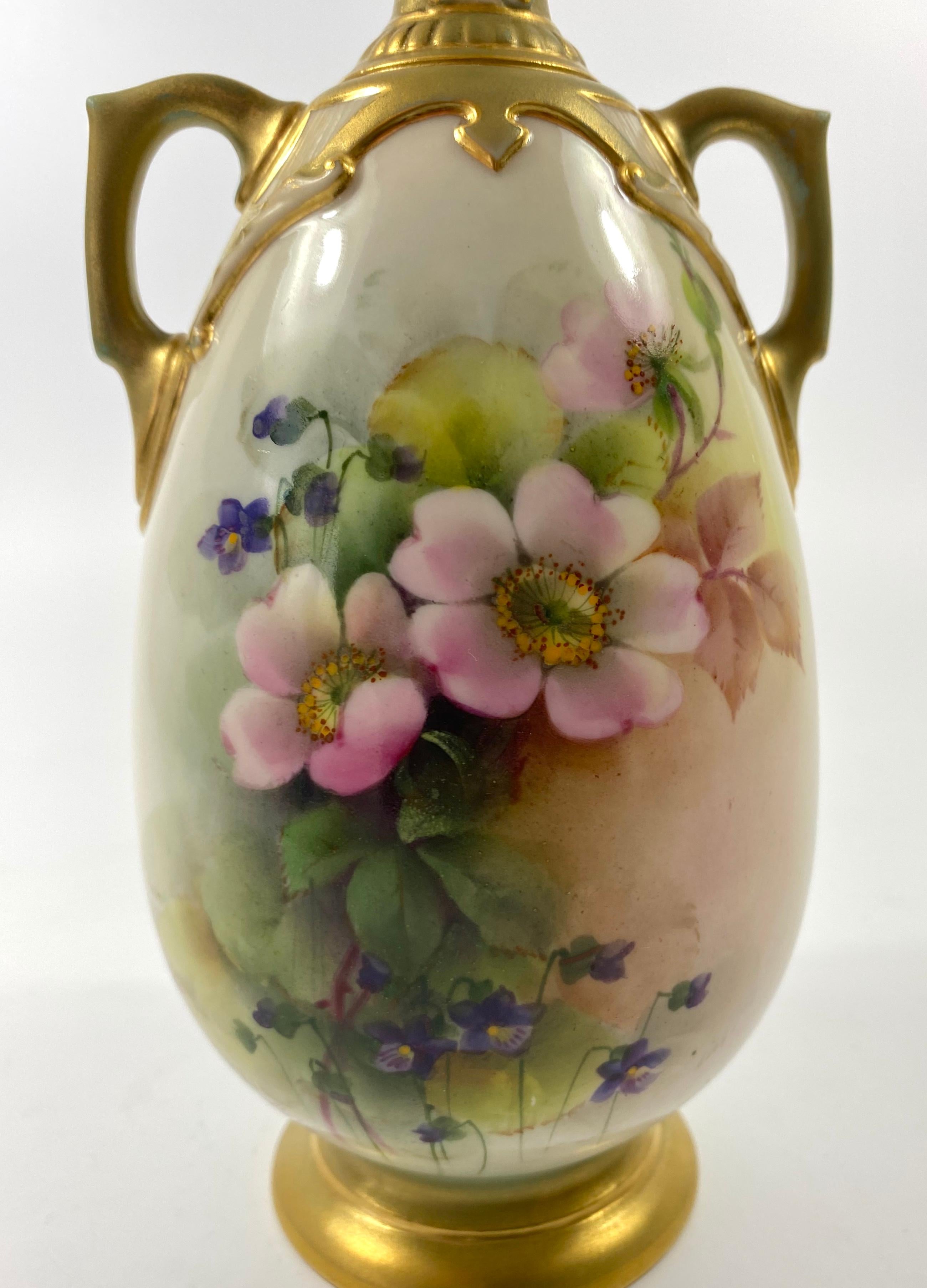 Early 20th Century Pair Royal Worcester Vases, George Cole, D 1908