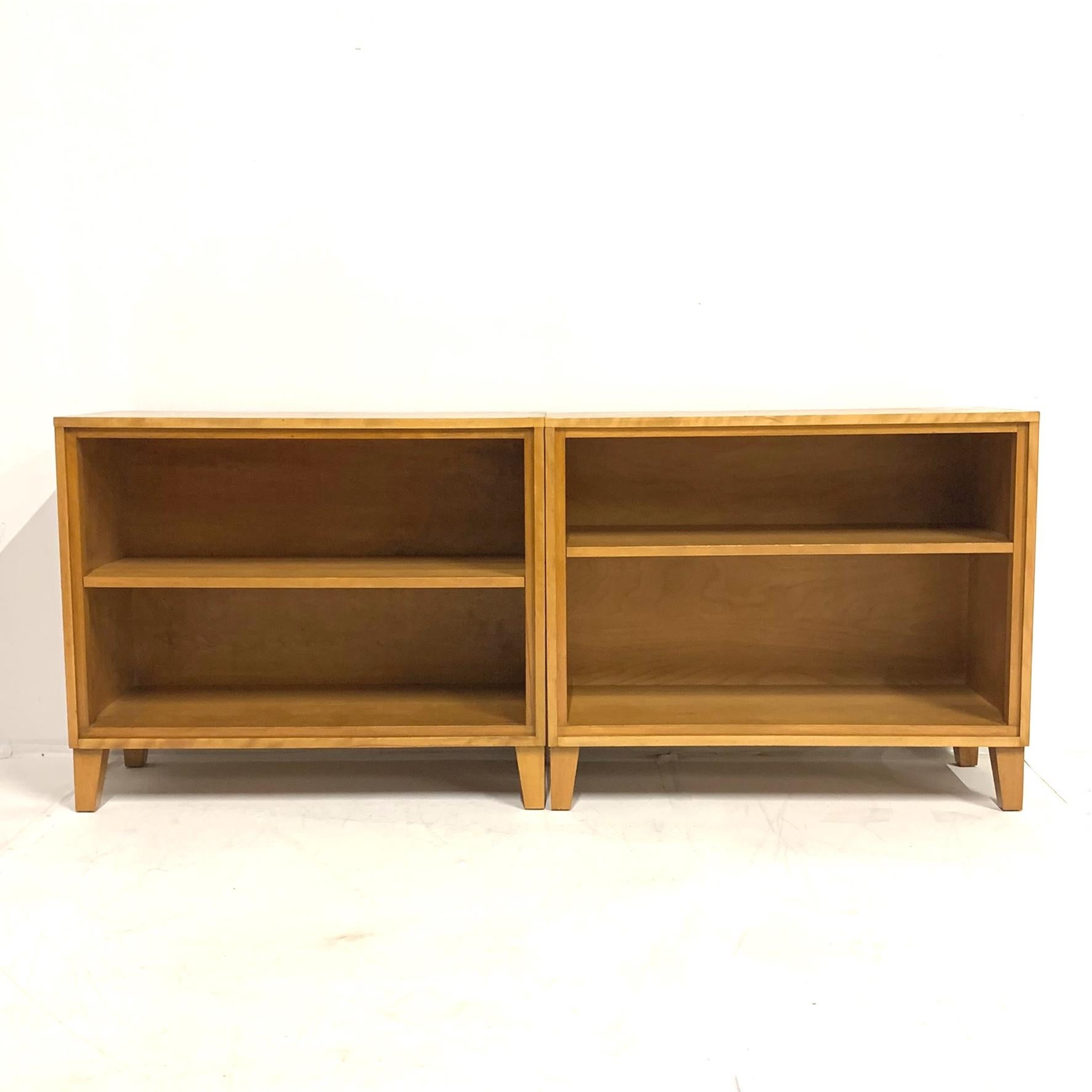 Russel Wright for Conant Ball Blonde Maple Bookcases Shelves Display Shelf, Pair 3