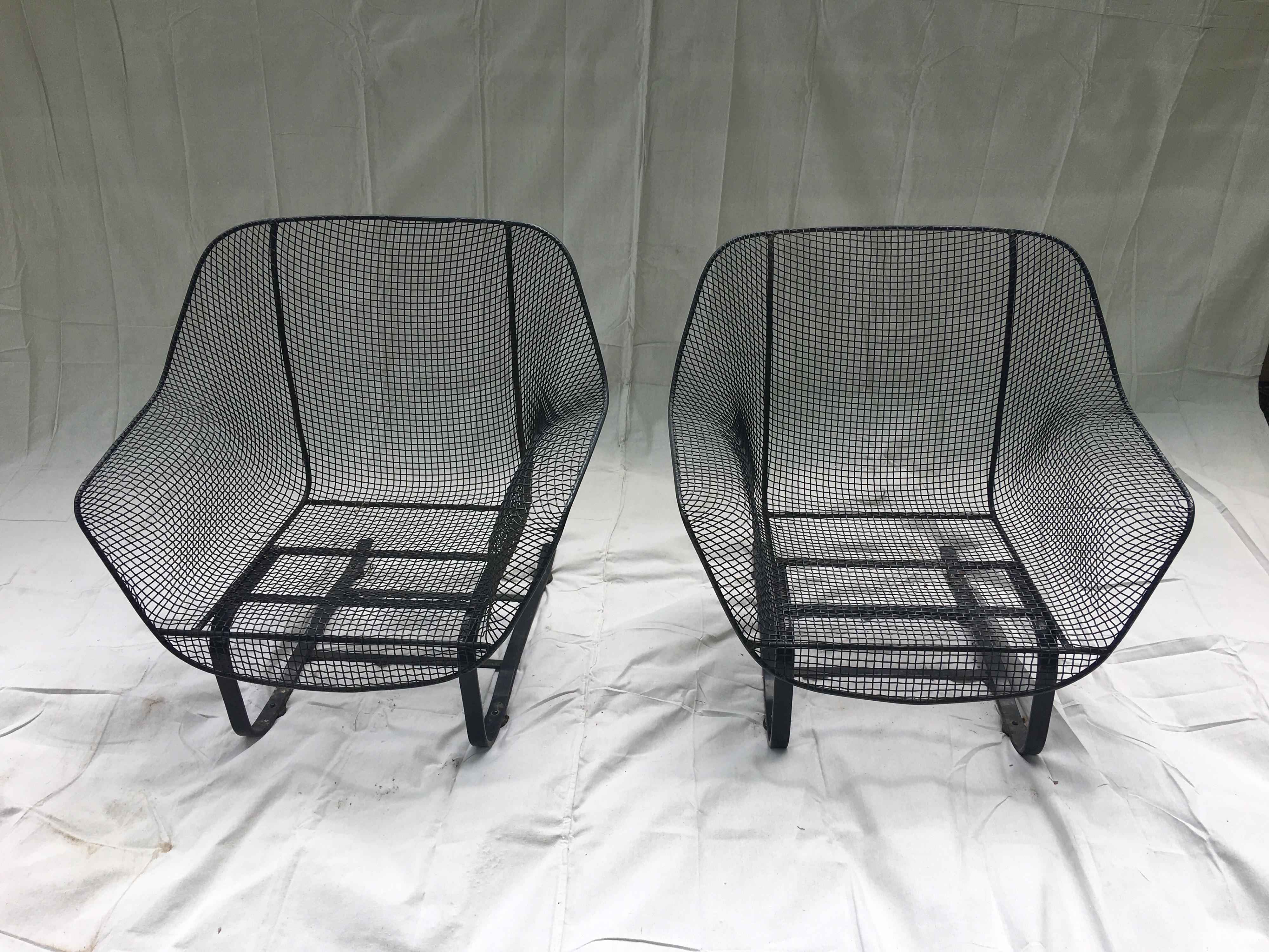 Pair of Russell Woodard Springer Lounge Chairs Powder Coated Black 3
