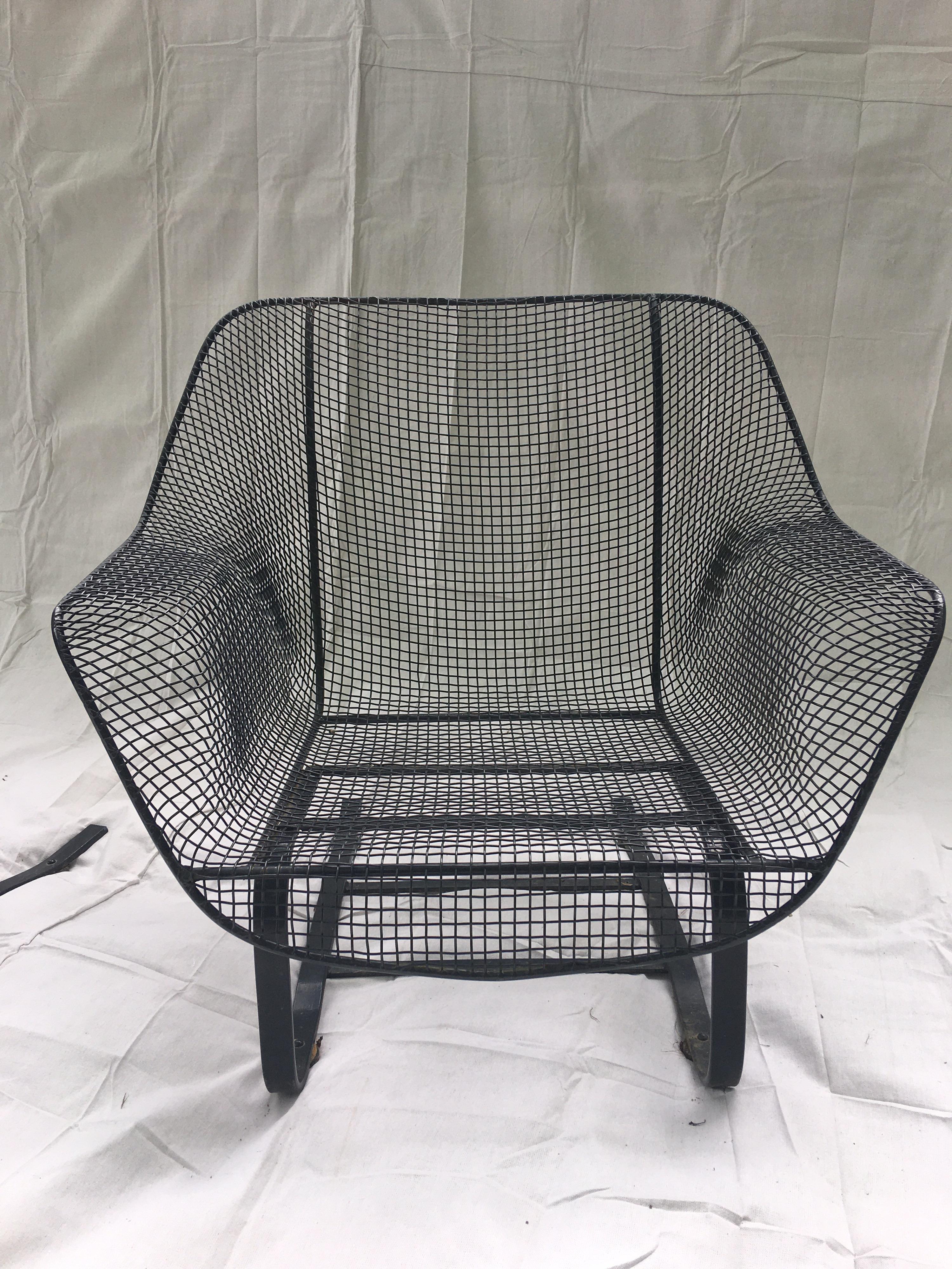 Pair of Russell Woodard Springer lounge chairs, newly powder-coated black, check availability we often have pieces that you can select colors! Classic midcentury iron furniture that fits effortlessly in both modern and traditional environments!