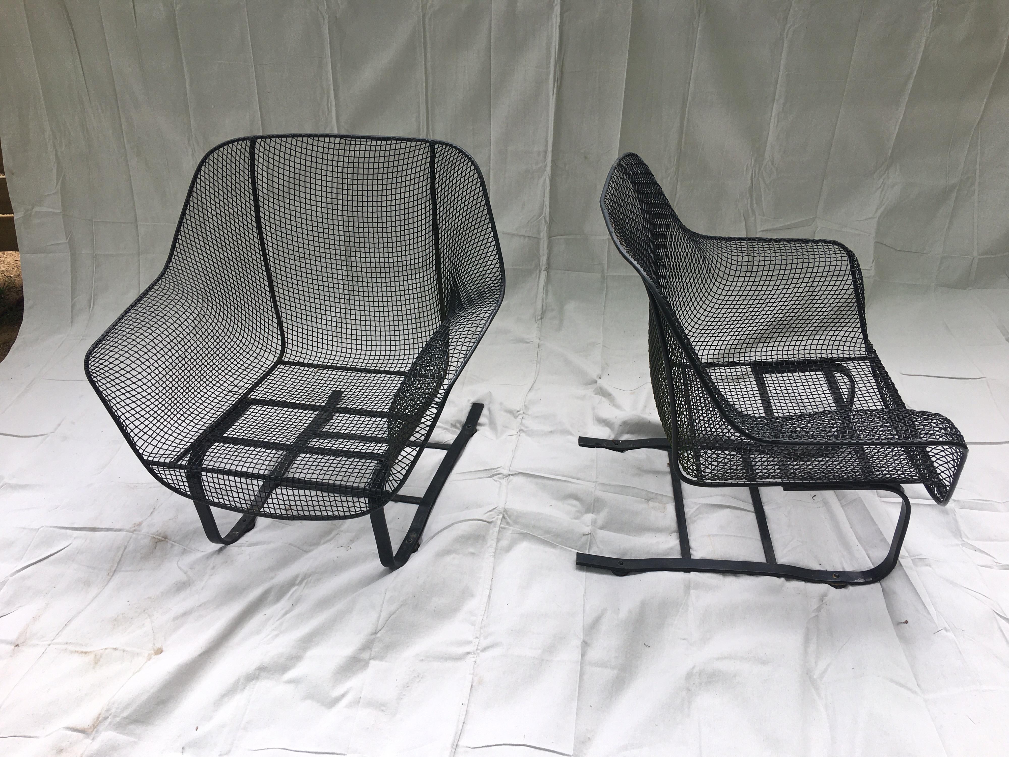 Mid-Century Modern Pair of Russell Woodard Springer Lounge Chairs Powder Coated Black