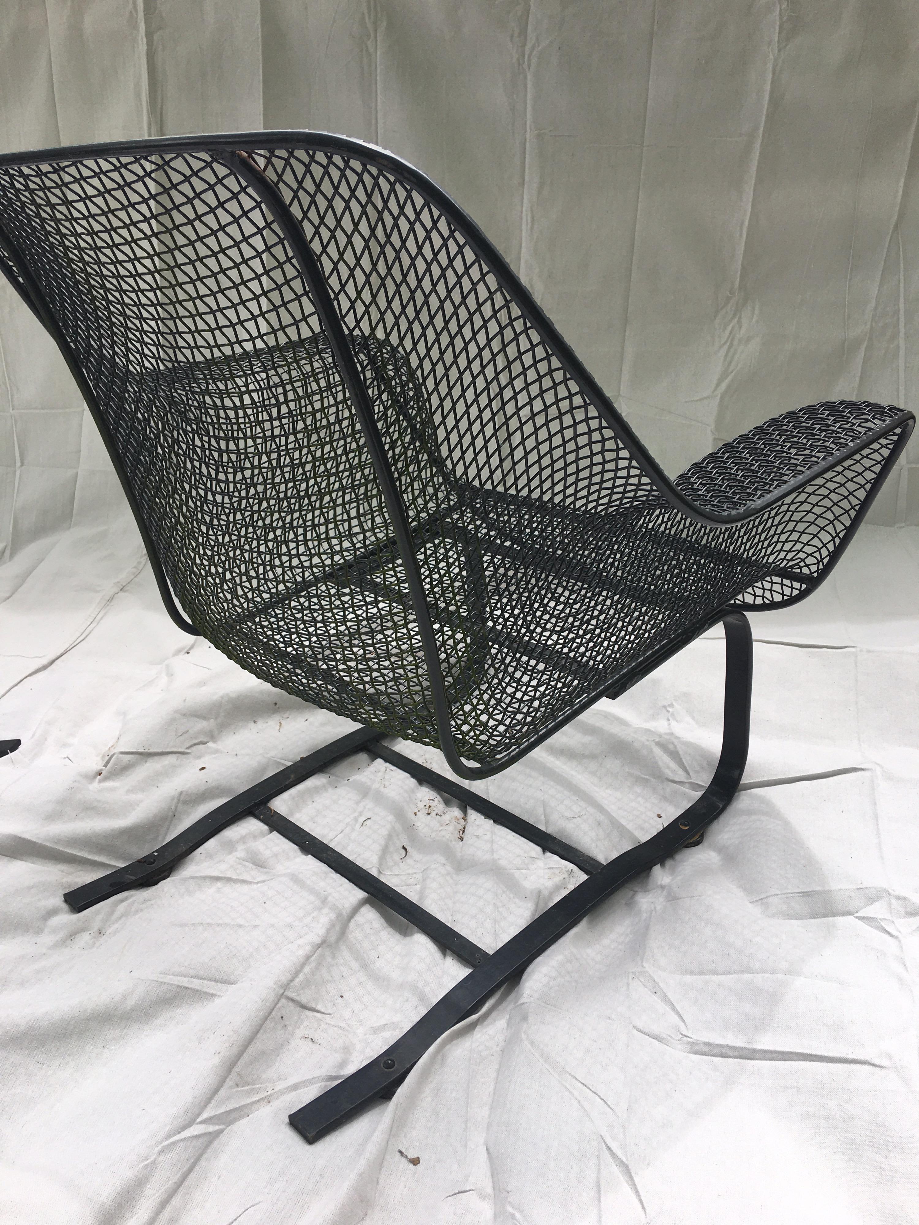 Iron Pair of Russell Woodard Springer Lounge Chairs Powder Coated Black