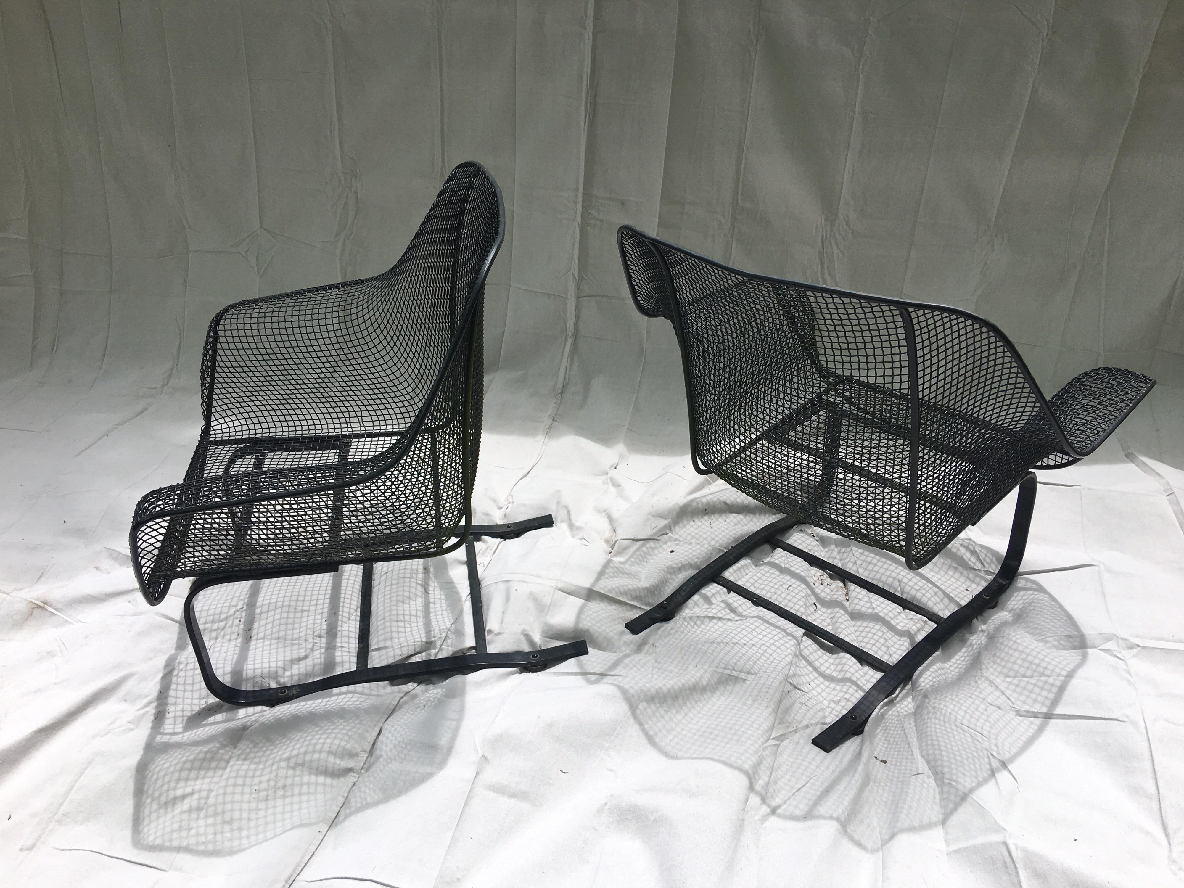 Pair of Russell Woodard Springer Lounge Chairs Powder Coated Black 2