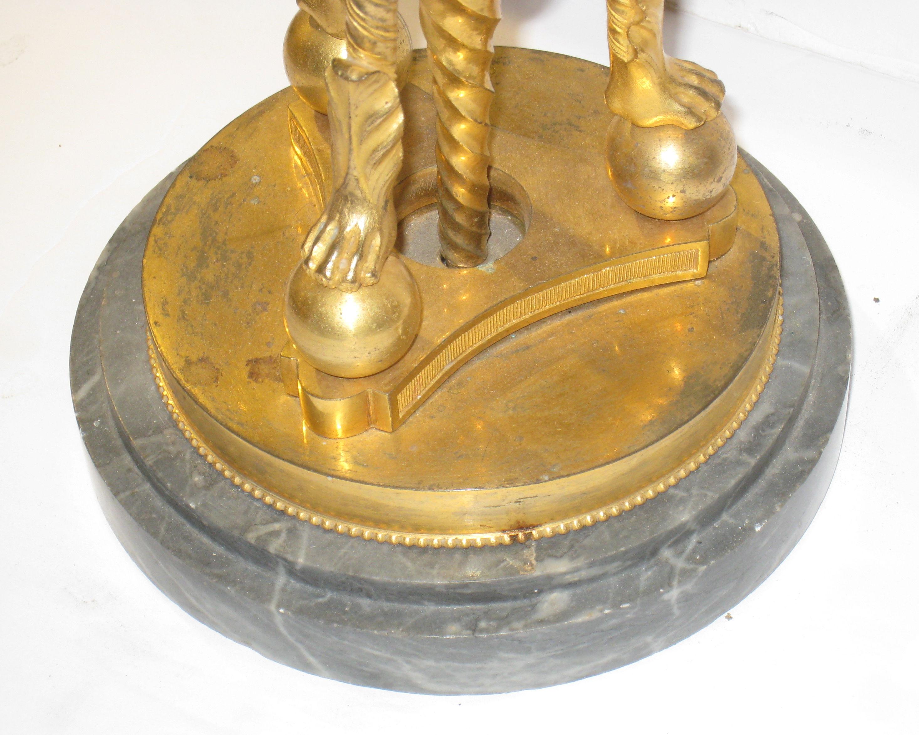 Pair Russian 19th Century Gilt Bronze and Marble Candelabra For Sale 3