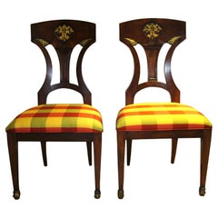 Pair Russian Empire Ormolu Mounted Side Chairs, Circa 1820-1830