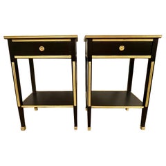 Pair of Russian Neoclassical Style Ebony Finish One Drawer Stands or End Tables