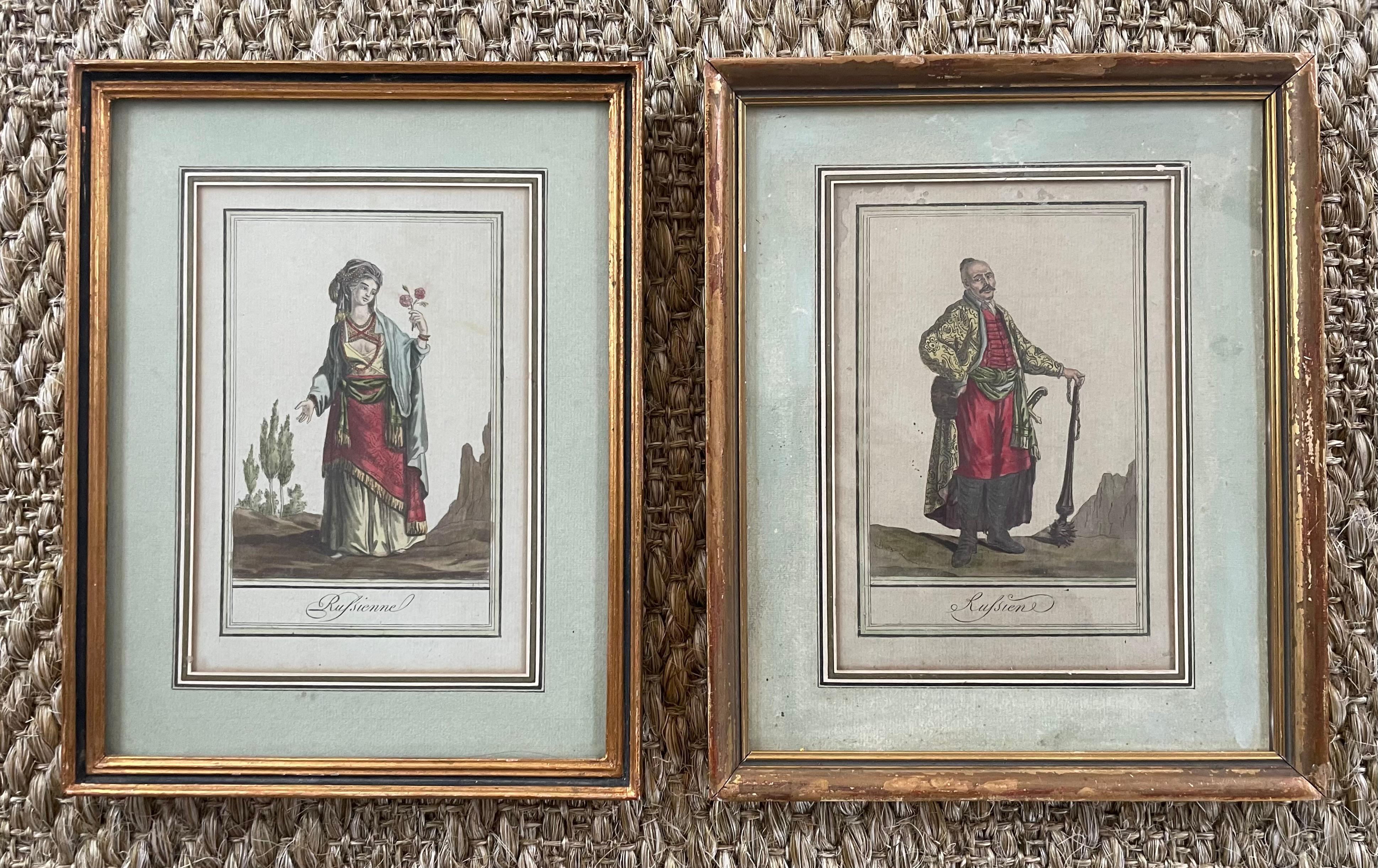 Pair Russian Portraits in 18th Century Garb For Sale 2
