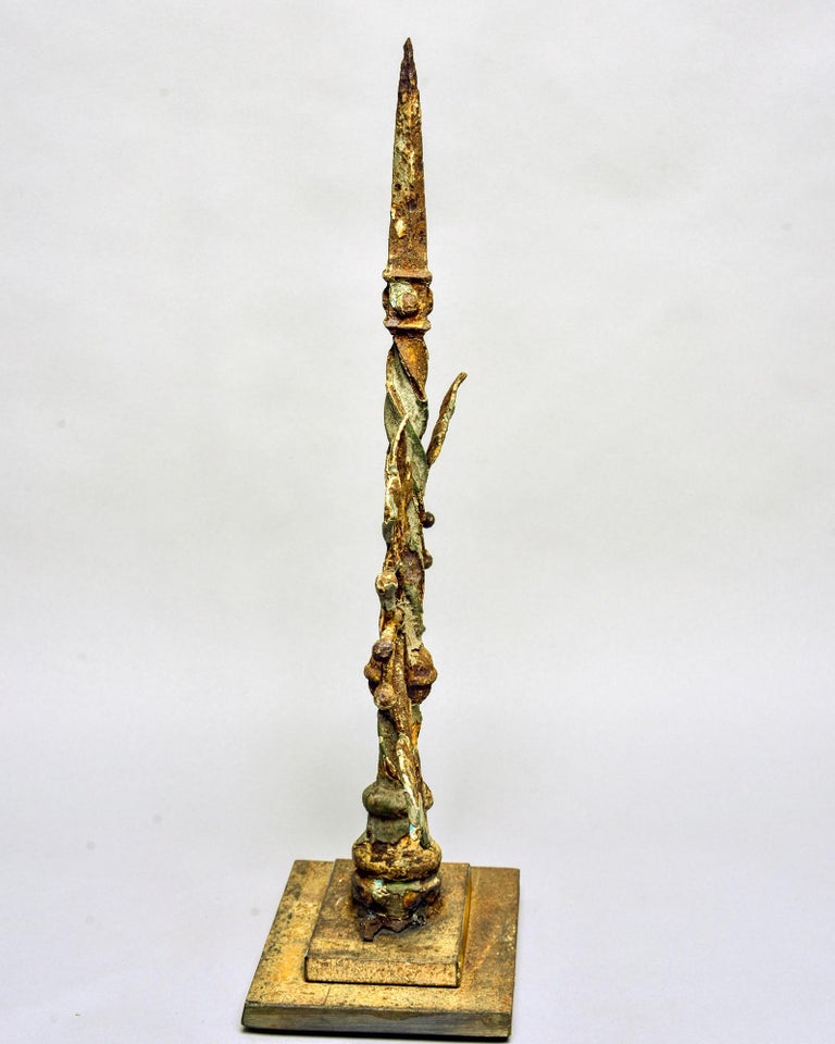 Pair of Rustic 19th Century Iron Finials on Stands For Sale at 1stDibs