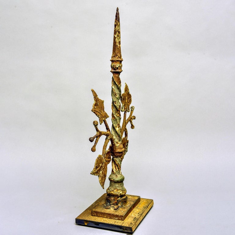 Pair of Rustic 19th Century Iron Finials on Stands For Sale at 1stDibs