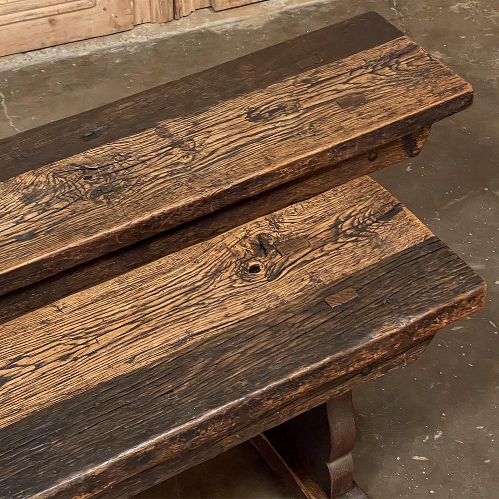 Pair Rustic Dutch Oak Benches For Sale 5