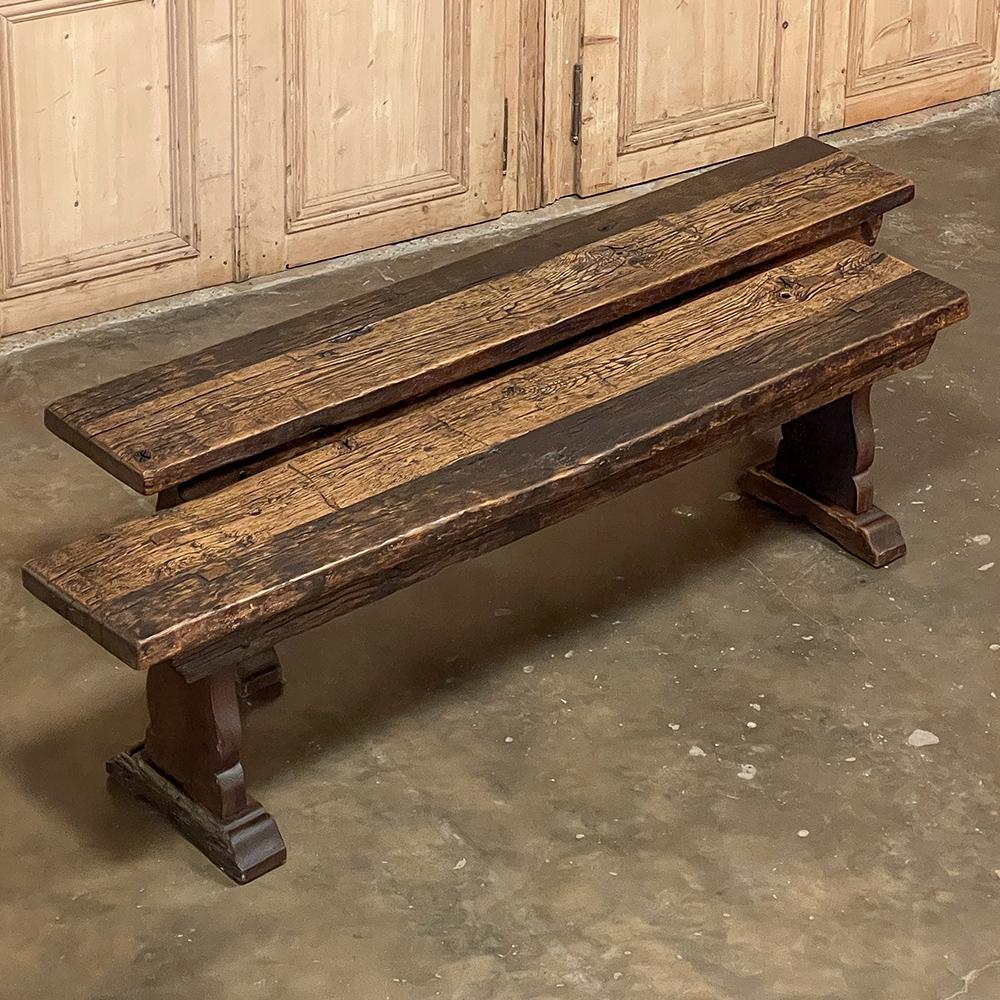 19th Century Pair Rustic Dutch Oak Benches For Sale