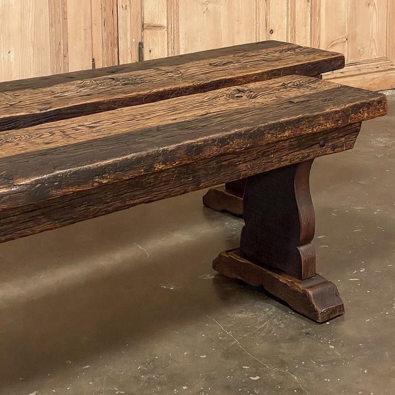 Pair Rustic Dutch Oak Benches For Sale at 1stDibs