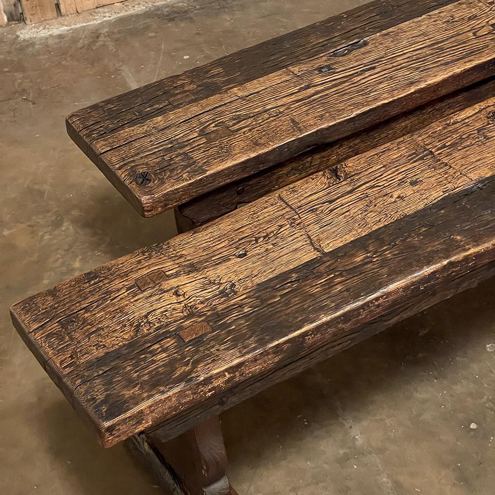 Pair Rustic Dutch Oak Benches For Sale 3