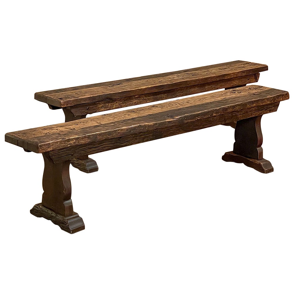 Pair Rustic Dutch Oak Benches