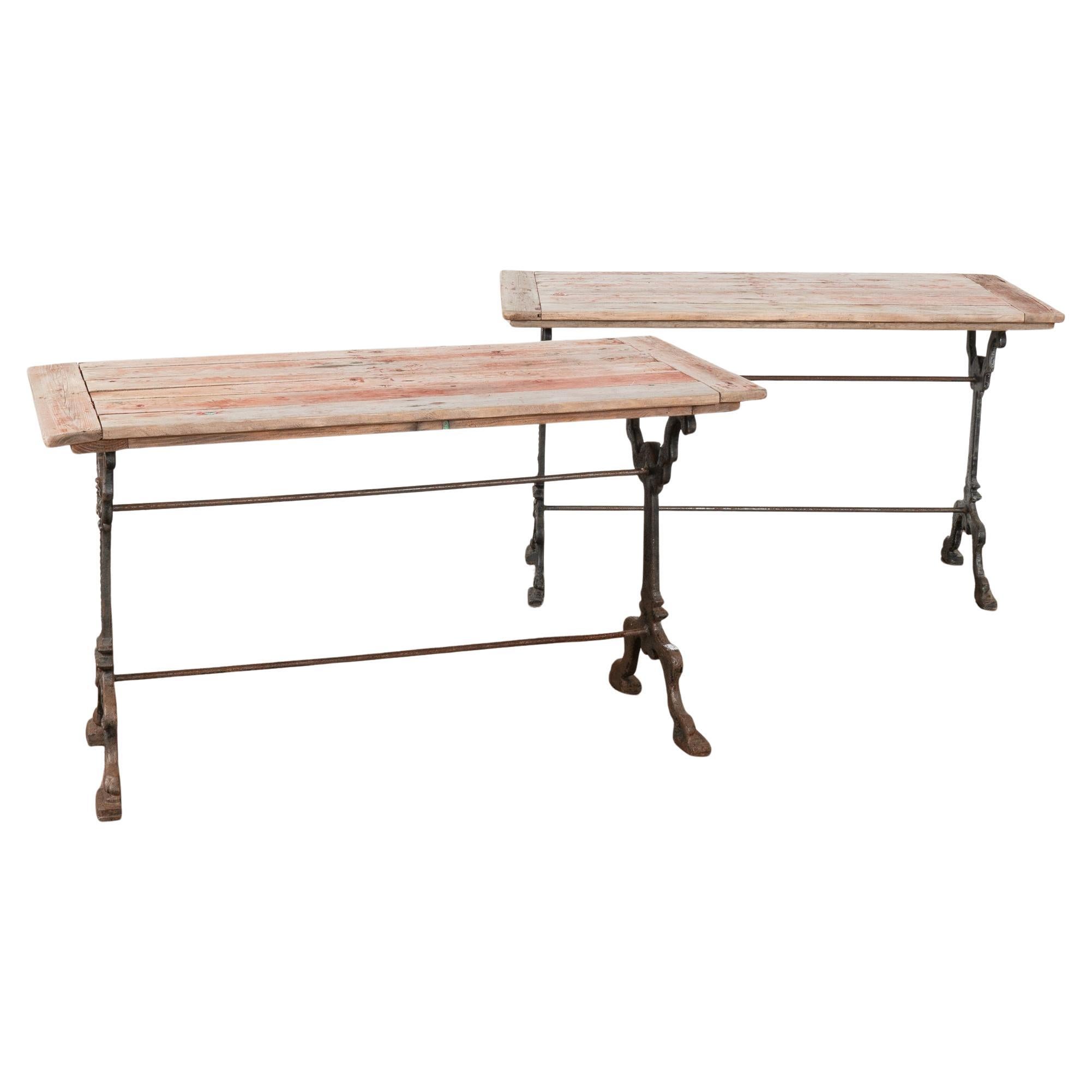 Pair, Rustic Side Tables with Iron Base, Sweden circa 1890-1900