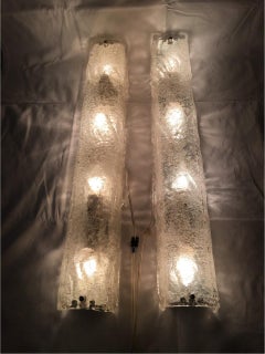 Pair of RZB Leuchten Ice Glass Sconces, circa 1970