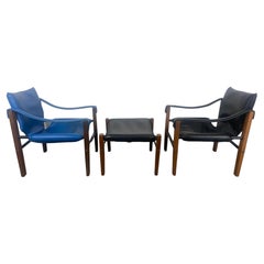 Pair Safari Chairs and Ottoman by Maurice Burke for Arkana, 1970's