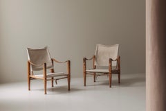 Pair ‘Safari’ Easy Chairs by Kaare Klint for Rud Rasmussen, Denmark 1950s