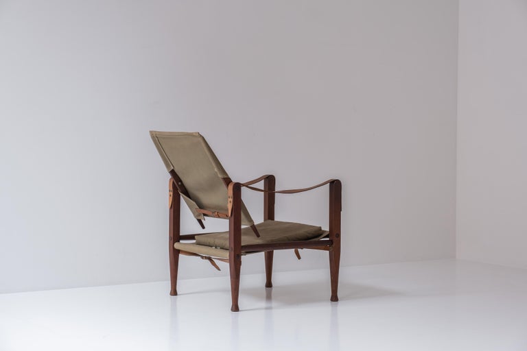 Scandinavian Modern Pair ‘Safari’ Easy Chairs by Kaare Klint for Rud Rasmussen, Denmark 1950s For Sale
